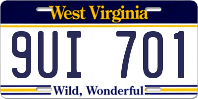 WV license plate 9UI701
