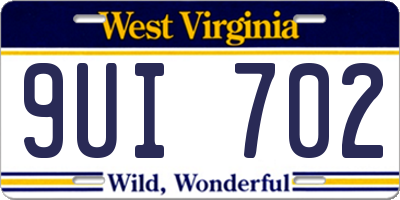WV license plate 9UI702