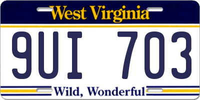 WV license plate 9UI703