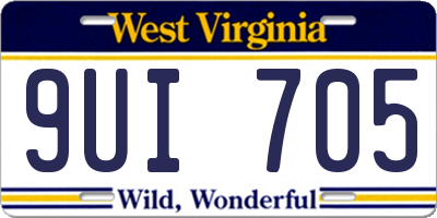 WV license plate 9UI705