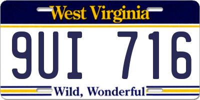 WV license plate 9UI716