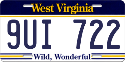 WV license plate 9UI722