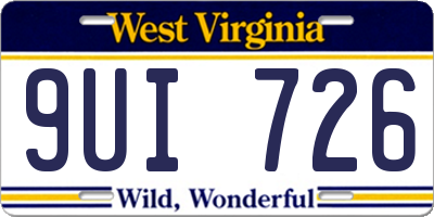 WV license plate 9UI726
