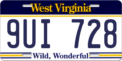 WV license plate 9UI728