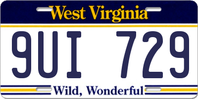 WV license plate 9UI729