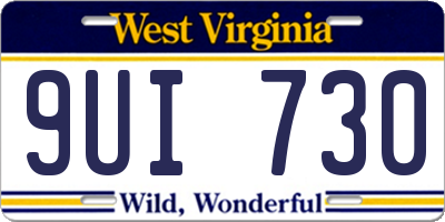 WV license plate 9UI730