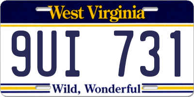 WV license plate 9UI731
