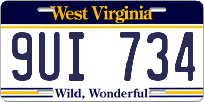 WV license plate 9UI734