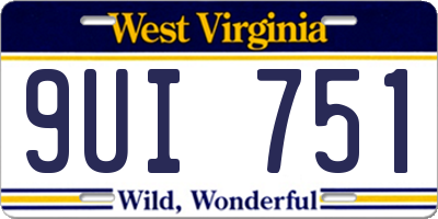 WV license plate 9UI751