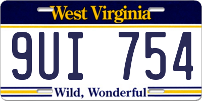 WV license plate 9UI754