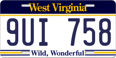 WV license plate 9UI758