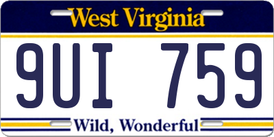 WV license plate 9UI759