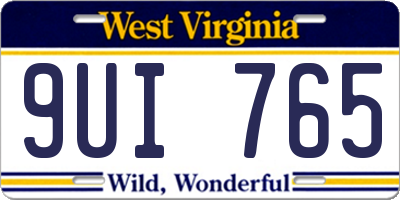 WV license plate 9UI765