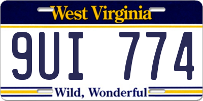 WV license plate 9UI774