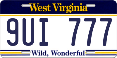 WV license plate 9UI777
