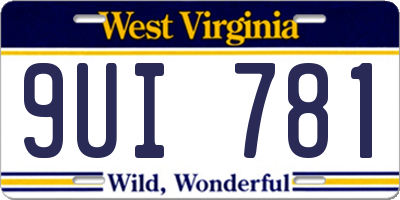 WV license plate 9UI781