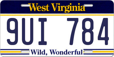 WV license plate 9UI784