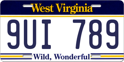 WV license plate 9UI789