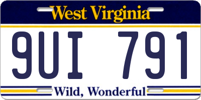 WV license plate 9UI791