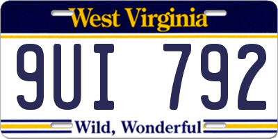 WV license plate 9UI792