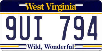WV license plate 9UI794