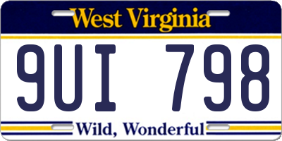 WV license plate 9UI798