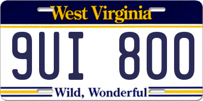 WV license plate 9UI800