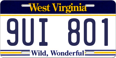 WV license plate 9UI801