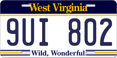 WV license plate 9UI802