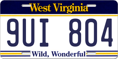 WV license plate 9UI804