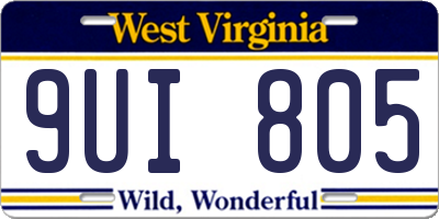 WV license plate 9UI805