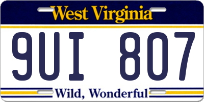 WV license plate 9UI807
