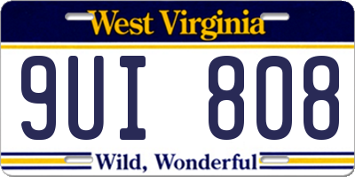 WV license plate 9UI808