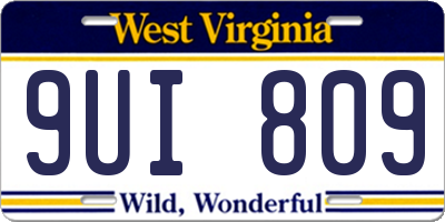 WV license plate 9UI809