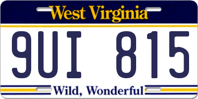 WV license plate 9UI815