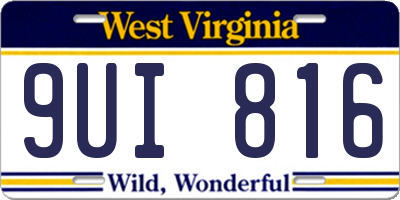 WV license plate 9UI816
