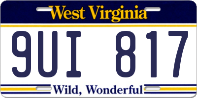WV license plate 9UI817