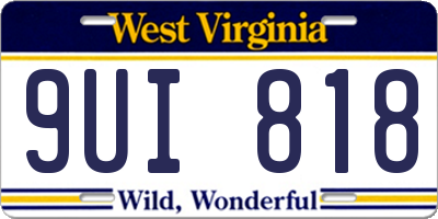 WV license plate 9UI818