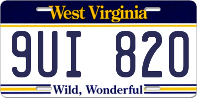 WV license plate 9UI820