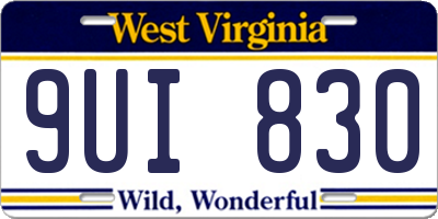 WV license plate 9UI830