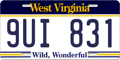 WV license plate 9UI831