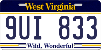 WV license plate 9UI833