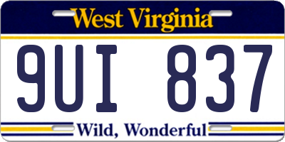 WV license plate 9UI837