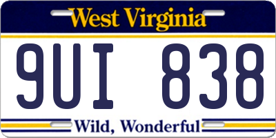 WV license plate 9UI838
