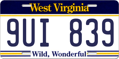 WV license plate 9UI839