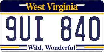 WV license plate 9UI840