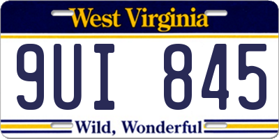 WV license plate 9UI845