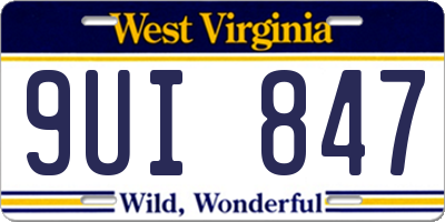 WV license plate 9UI847
