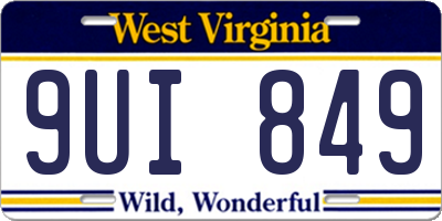WV license plate 9UI849