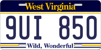 WV license plate 9UI850